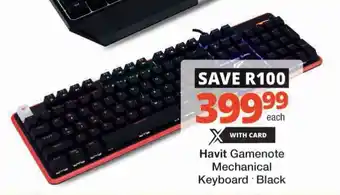Checkers Hyper Havit Gamenote Mechanical Keyboard offer