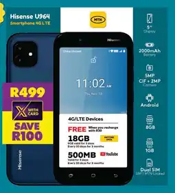 Shoprite Hisense U964 Smartphone 4G LTE offer