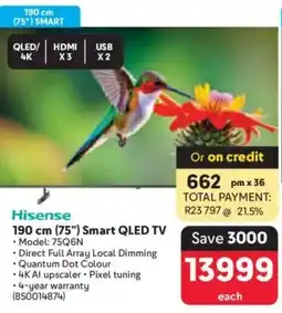 Makro Hisense 190 cm (75") Smart QLED TV offer