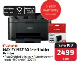 Makro Canon MAXIFY MB2140 4-in-1 Inkjet Printer offer
