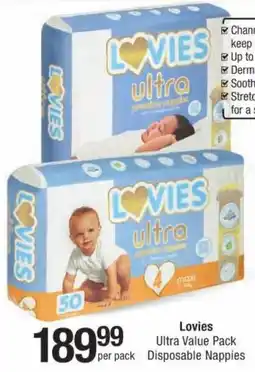 Checkers Lovies Ultra Value Pack Disposable Nappies offer