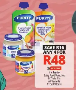 Checkers Purity Baby Food/Pouches offer