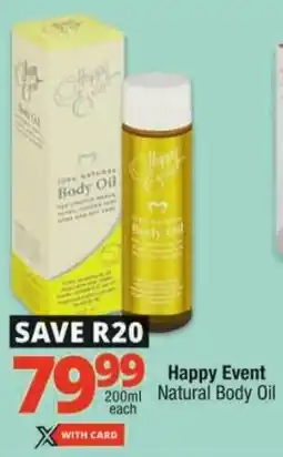 Checkers Happy Event Natural Body Oil offer