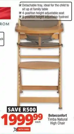Checkers Bebeconfort Timba Natural High Chair offer