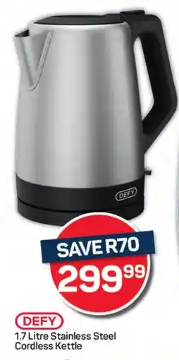 Pick n Pay Hypermarket DEFY Stainless Steel Cordless Kettle offer