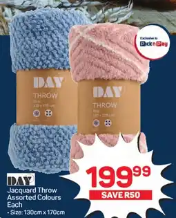 Pick n Pay Hypermarket DAY Jacquard Throw Assorted Colours Each offer