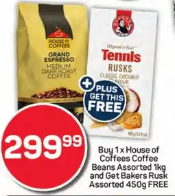 Pick n Pay Hypermarket Buy House of Coffees Coffee Beans Assorted and Get Bakers Rusk Assorted FREE offer