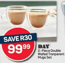 Pick n Pay Hypermarket DAY Double Walled Tranparent Mugs Set offer