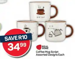 Pick n Pay Hypermarket REAL HOME Coffee Mug Script Assorted Designs Each offer