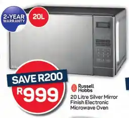 Pick n Pay Hypermarket Russell Hobbs Silver Mirror Finish Electronic Microwave Oven offer