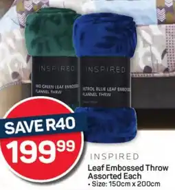 Pick n Pay Hypermarket INSPIRED Leaf Embossed Throw Assorted Each offer