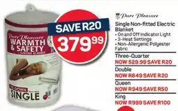 Pick n Pay Hypermarket Pure Pleasure Single Non-fitted Electric Blanket offer