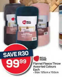 Pick n Pay Hypermarket REAL HOME Flannel Fleece Throw Assorted Colours Each offer