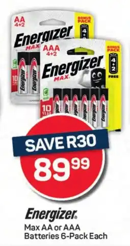 Pick n Pay Hypermarket Energizer Max AA or AAA Batteries offer