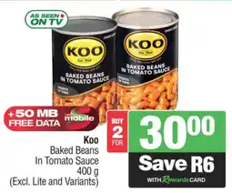Spar KOO Baked Beans In Tomato Sauce (Excl. Lite and Variants) offer