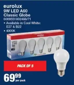 Mica Eurolux 9W LED A60 Classic Globe offer