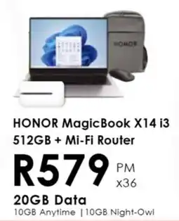 Chatz Connect HONOR Magic Book X14 i3 512GB + Mi-Fi Router offer