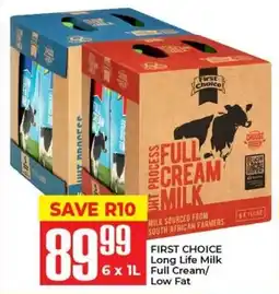 Elite Cash & Carry FIRST CHOICE Long Life Milk Full Cream/ Low Fat offer