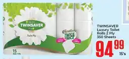 Elite Cash & Carry TWINSAVER Luxury Toilet Rolls 2 Ply 350 Sheets offer