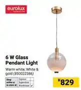 Builders Warehouse Eurolux 6W Glass Pendant Light offer