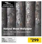 Builders Warehouse Natural Wood Wallpaper Blue Wood Finish-10m x 530mm offer