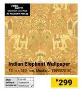 Builders Warehouse Indian Elephant Wallpaper Mustard 10m x 530mm offer