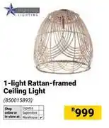 Builders Warehouse Bright Star Lighting 1 Light Rattan Framed Ceiling Light offer