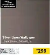Builders Warehouse Silver Linen Wallpaper 10m x 530mm offer