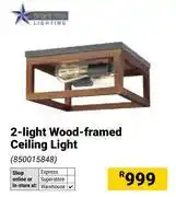 Builders Warehouse Bright Star Lighting 2 Light Wood Framed Ceiling Light offer