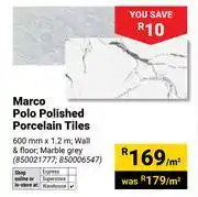 Builders Warehouse Marco Polo Polished Porcelain Tiles-600mm x 1.2m Per Sqm offer