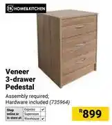 Builders Warehouse Home & Kitchen Veneer 3 Drawer Pedestal offer