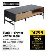 Builders Warehouse Home & Kitchen Tunis 1 Drawer Coffee Table-1.24m x 600mm x 435mm offer