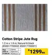 Builders Warehouse Cotton Stripe Jute Rug-1.2m x 1.8m Each offer
