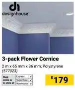 Builders Warehouse Designhouse 3-Pack Flower Cornice 2m x 65mm x 86mm (Polystyrene) offer