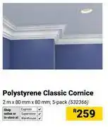Builders Warehouse 5-Pack Polystyrene Classic Cornice 2m x 80mm x 80mm offer
