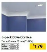 Builders Warehouse 5-pack Cove Cornice 2m x 60mm x 60mm offer