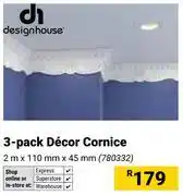 Builders Warehouse Designhouse 3-Pack Decor Cornice 2m x 110mm x 45mm offer