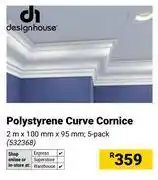 Builders Warehouse Designhouse Polystyrene Curve Cornice 2m x 100mm x 95mm (5 Pack) offer