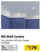Builders Warehouse 3-Pack Rib Shell Cornice 2m x 65mm x 87mm offer