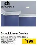 Builders Warehouse Designhouse 5-Pack Linear Cornice 2m x 70mm x 70mm offer
