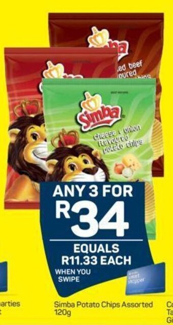 Pick n Pay Simba Potato Chips Assorted 120g offer