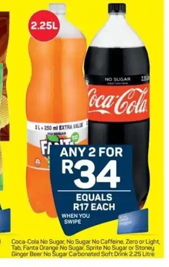 Pick n Pay Coca-Cola No Sugar, No Caffeine, Zero or Light, Tab, Fanta Orange No Sugar 2.25 Litre offer