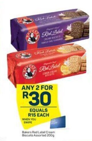 Pick n Pay Bakers Red Label Cream Biscuits Assorted 200g offer