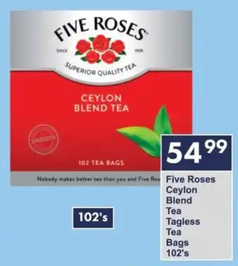 President Hyper Five Roses Ceylon Blend Tea Tagless Tea Bags offer