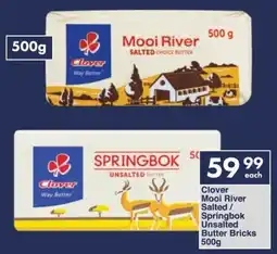 President Hyper Clover Mooi River Salted/ Springbok Unsalted Butter Bricks offer
