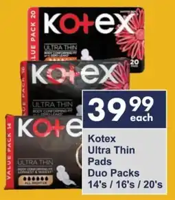 President Hyper Kotex Ultra Thin Pads Duo Packs offer