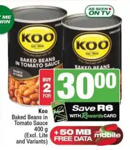 SuperSpar Koo Baked Beans in Tomato Sauce offer