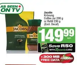 SuperSpar Jacobs Krönung Coffee Jar or Refill (Excl. Decaf) offer