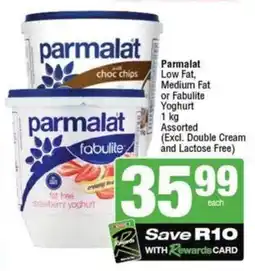 SuperSpar Parmalat Low Fat, Medium Fat or Fabulite Yoghurt Assorted offer