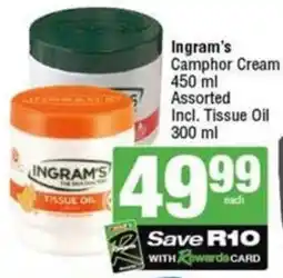SuperSpar Ingram's Camphor Cream Assorted Incl. Tissue Oil offer